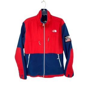 USA Olympics 2014 Sochi RU/14 The North Face Denali Jacket Blue Red Fleece Med